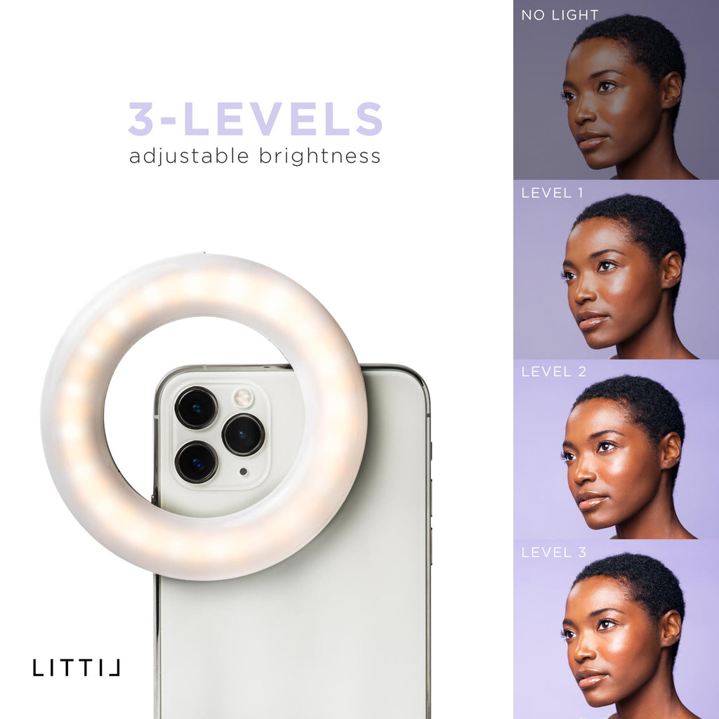 Brightness levels of LITTIL Selfie One Ring Light.