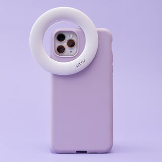 LITTIL Selfie One Ring Light on a iPhone with a soft purple background